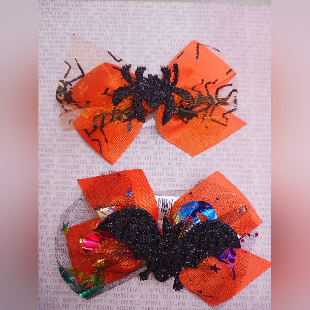 Halloween SET OF 2/ Spider Hair Bows NOWT